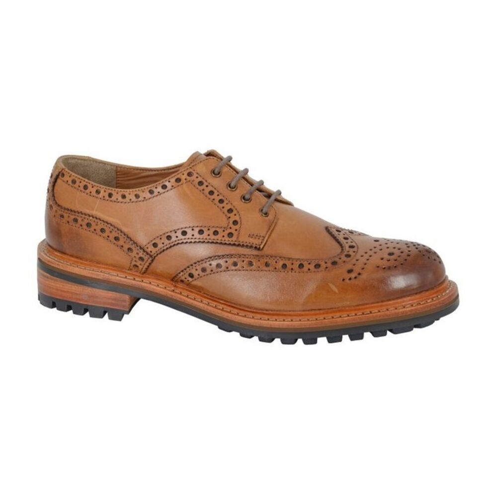 Woodland Mens Leather Brogues / Tan